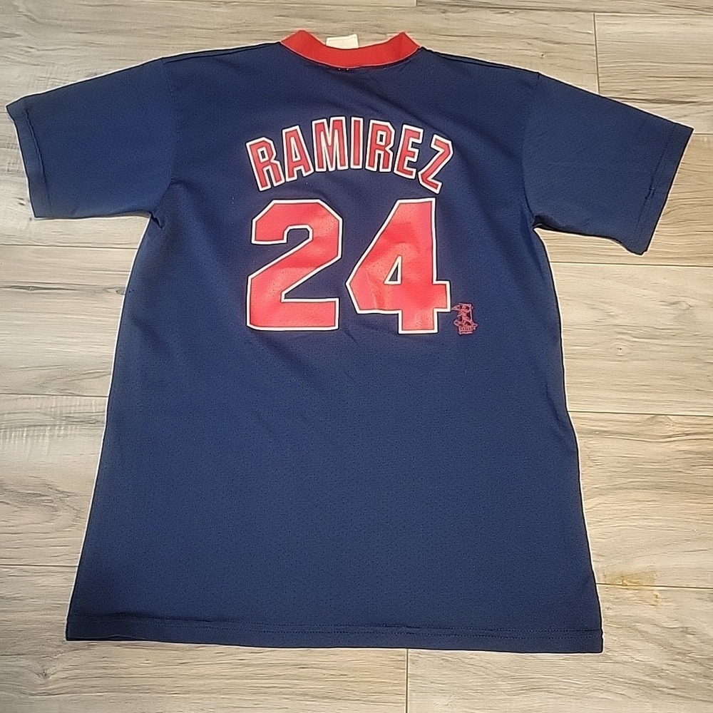 Majestic Jersey Manny Ramiez Boston Red Sox Youth Large Blue Red MLB Made In USA